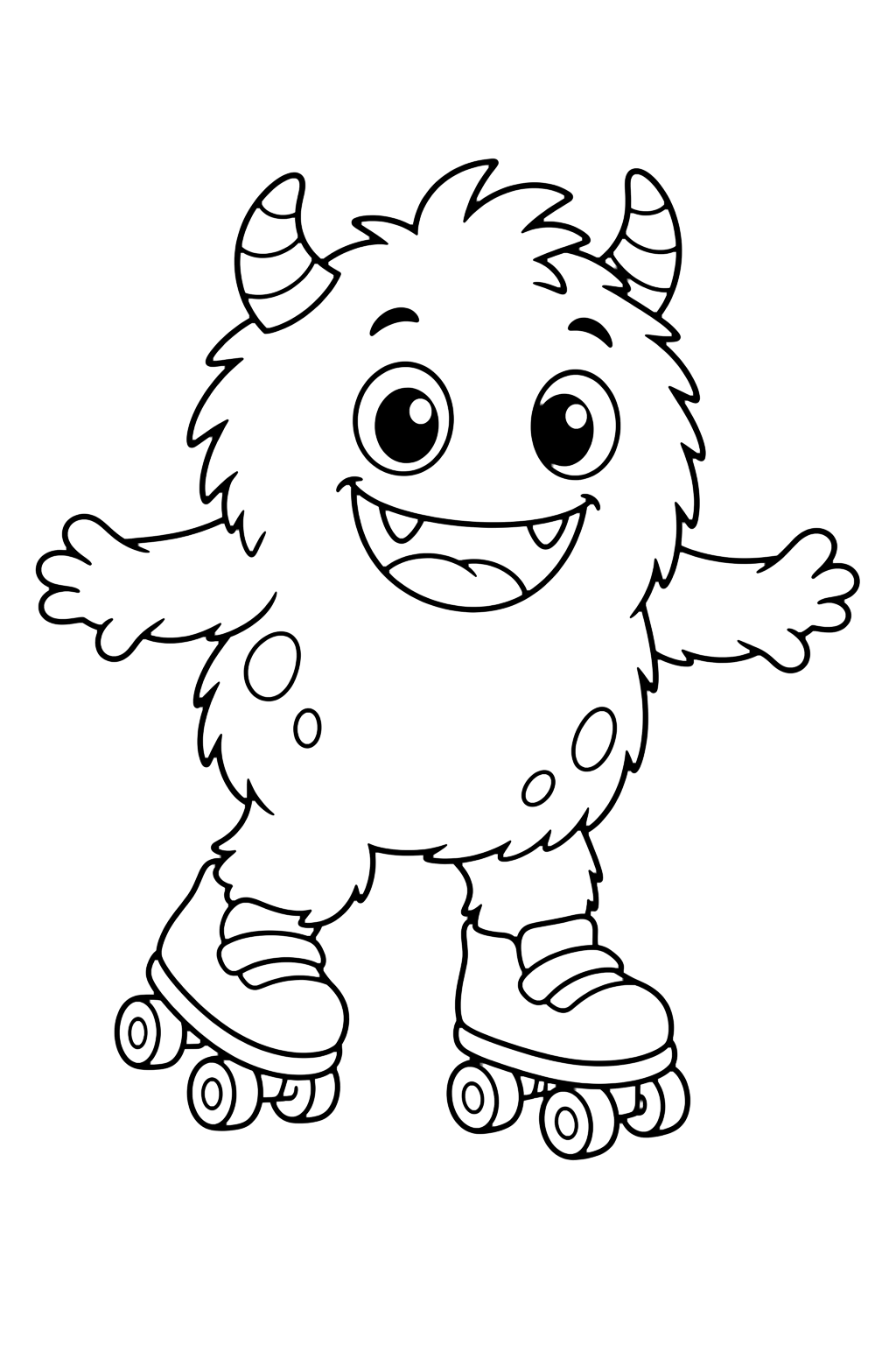Monstruo con patines para colorear