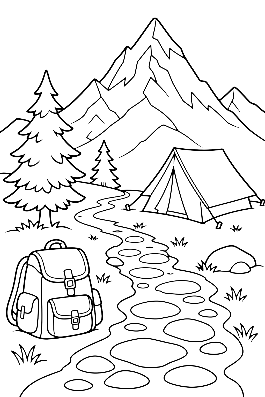 Bergcamping-Weg Ausmalbild