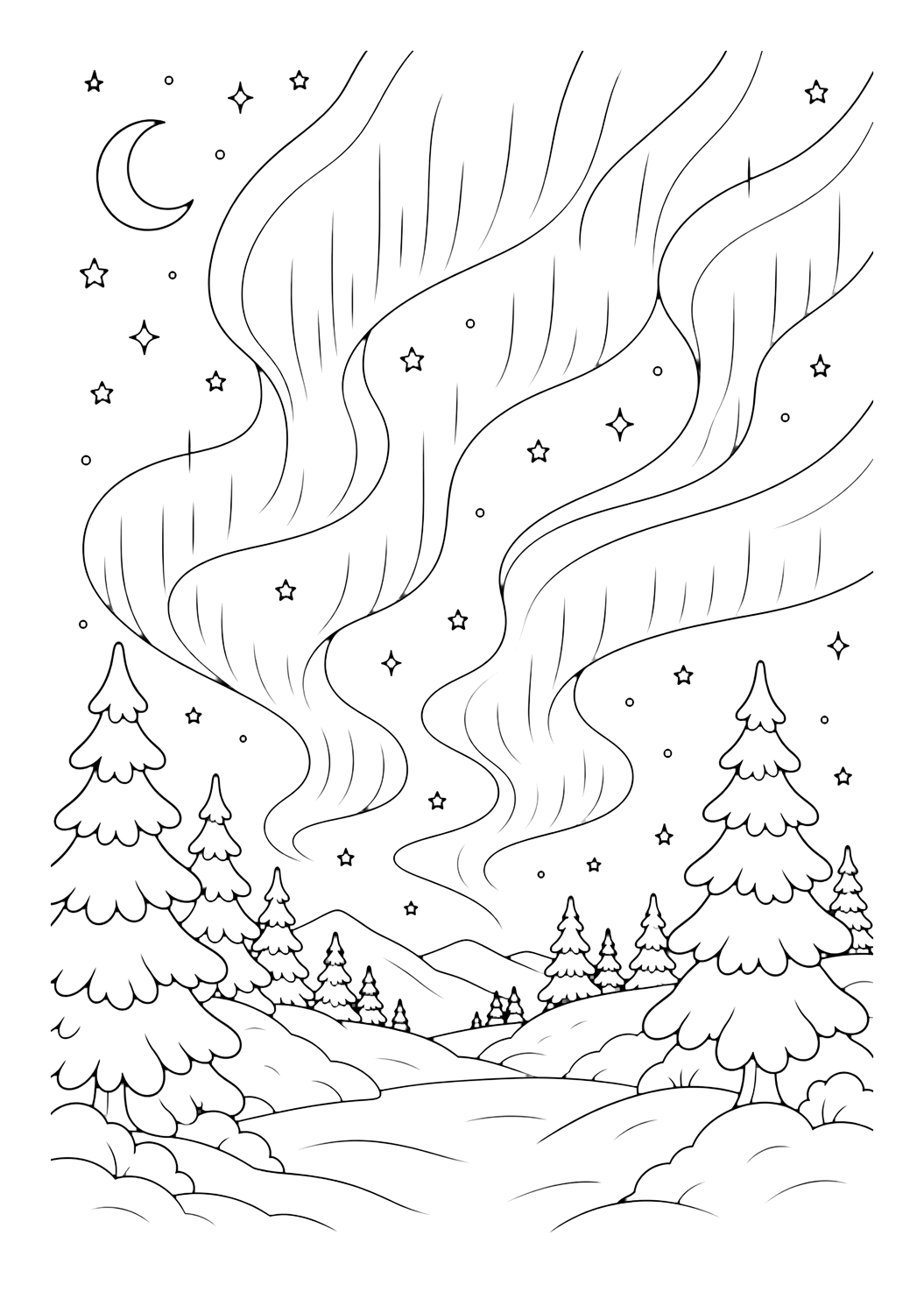 Nordlichterhimmel Ausmalbild