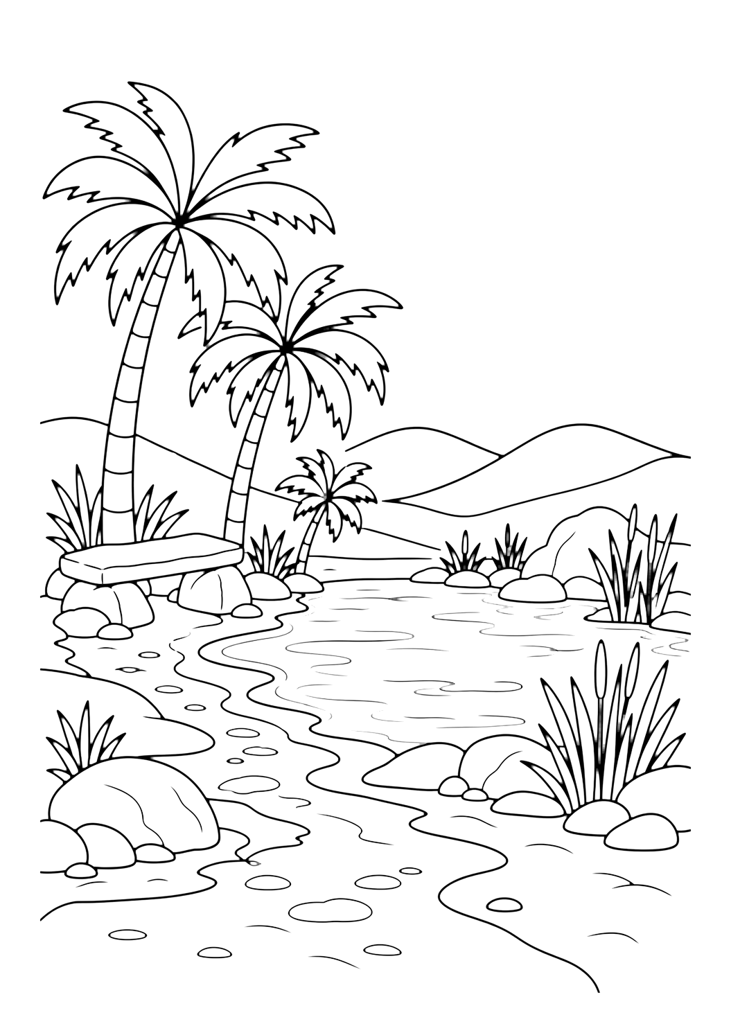 Coloriage halte à l'oasis