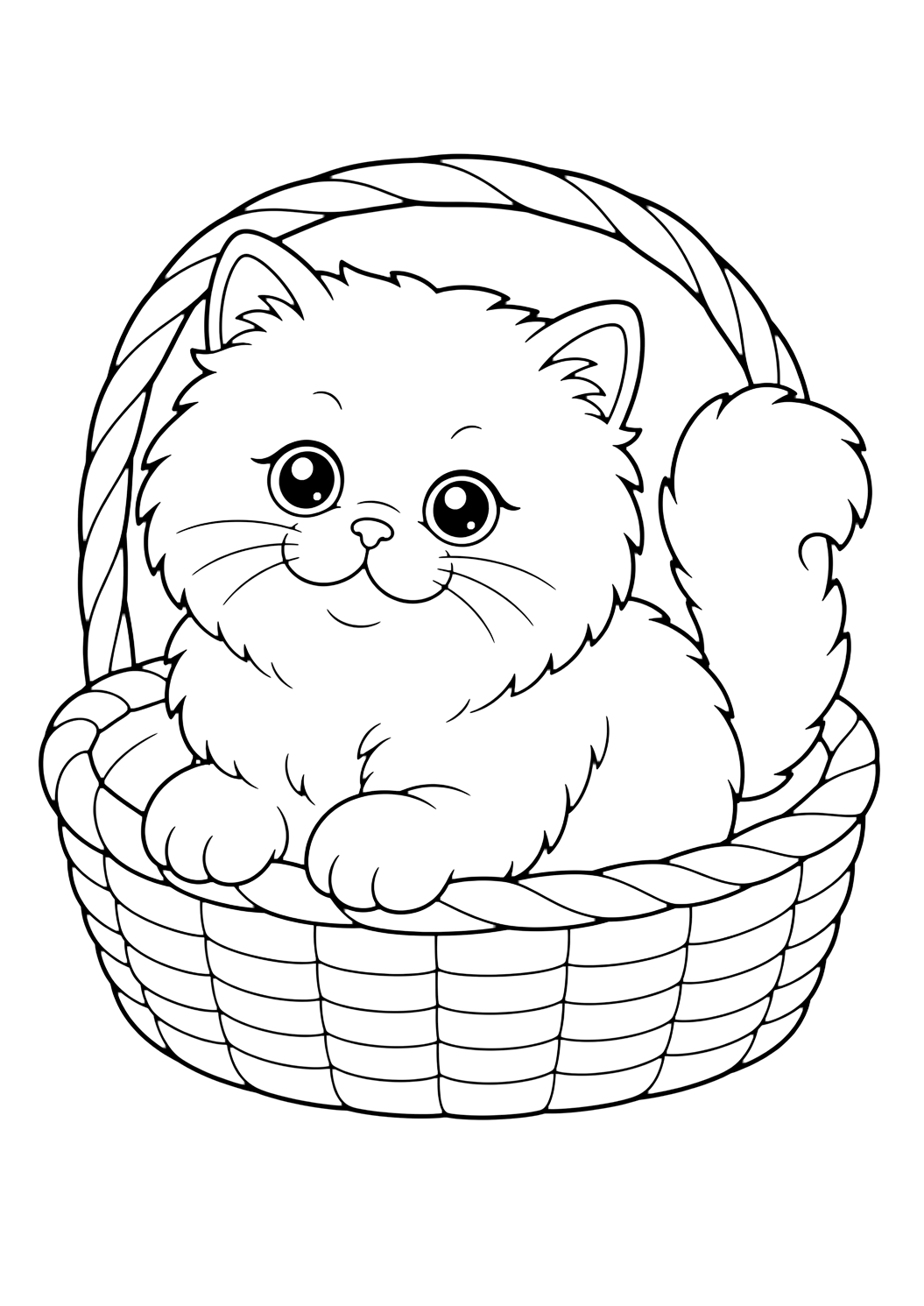 Perserkatze im Haustierkorb Ausmalbild