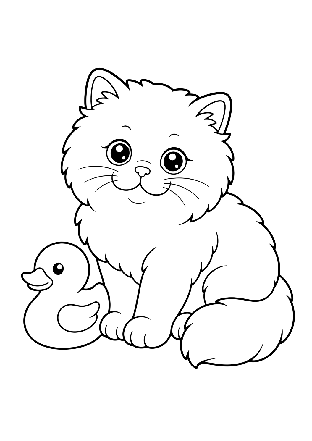Gato persa con juguete de pato para colorear
