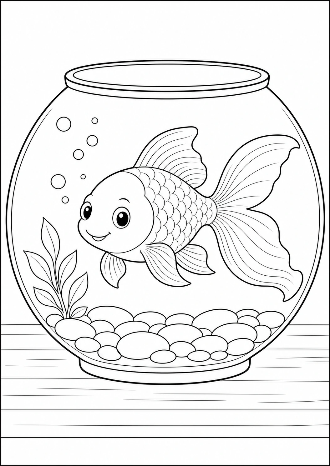 Malvorlage Goldfisch im Glas für Kinder