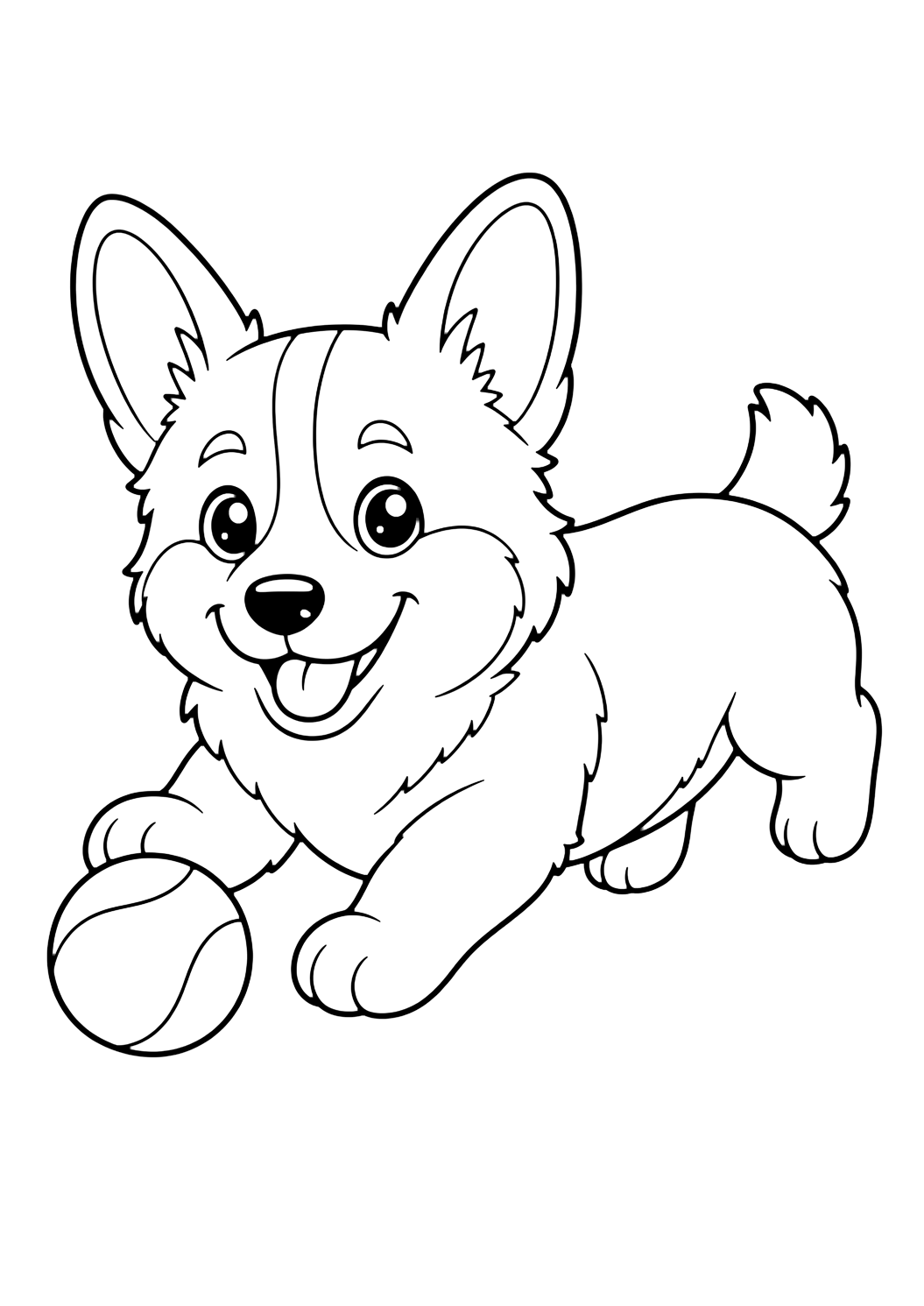 Игриво кученце корги - рисунка за оцветяване за деца