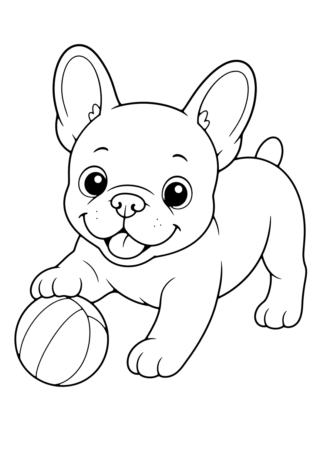 Oyuncu Fransız Bulldog yavrusu boyama sayfası