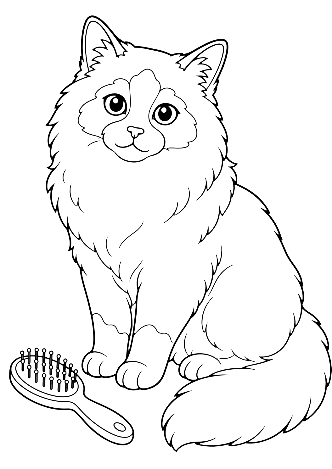 Ragdoll mit Bürste Ausmalbild
