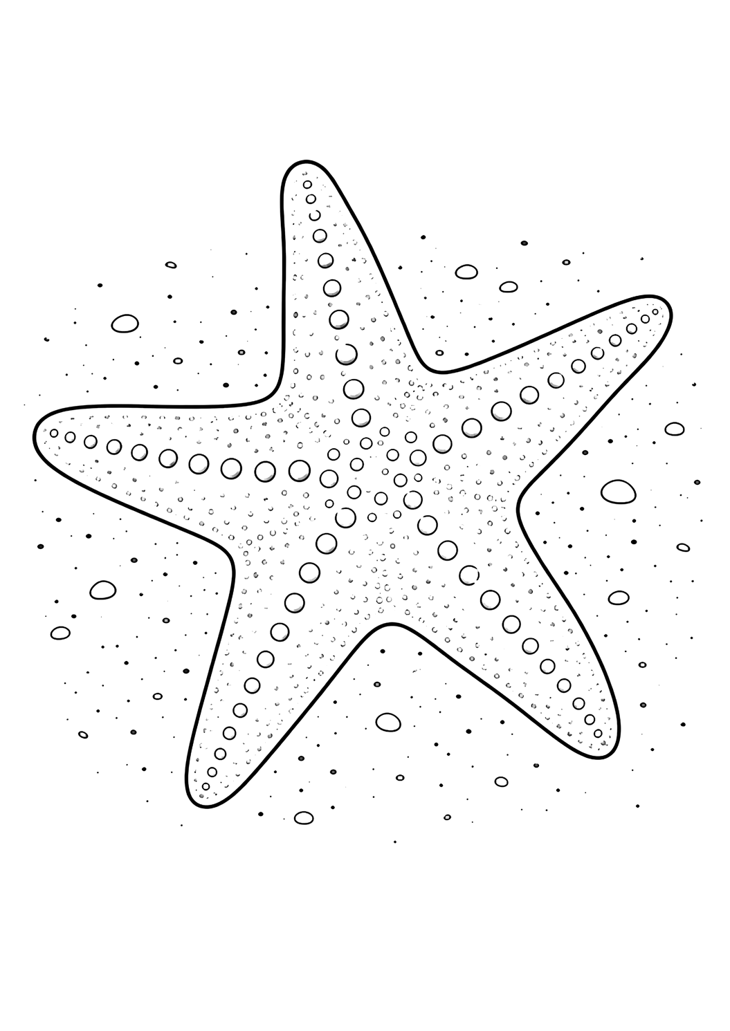 Ausmalbild mit Realistischer Seestern. Geeignet für Kinder, Ozeanthemen, Ausdrucke und Online-Ausmalen.