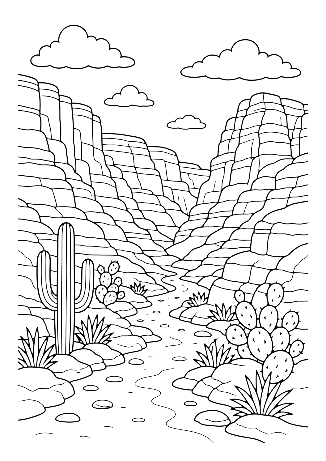 Sendero de cañón de roca roja para colorear