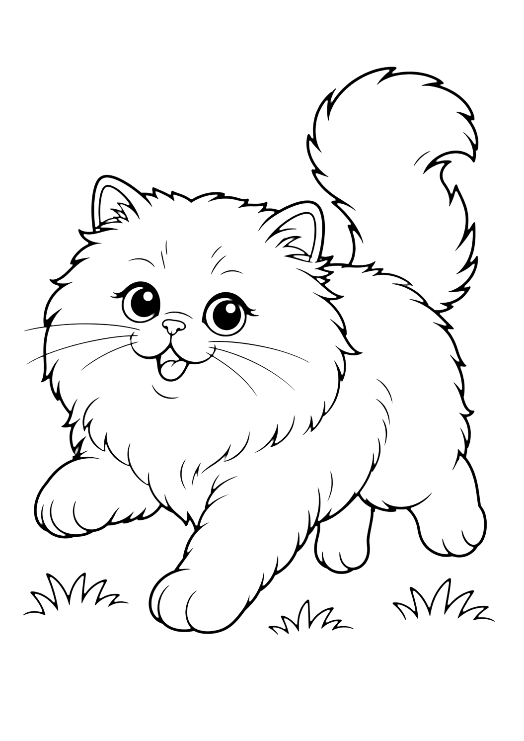 Coloriage chat persan qui court