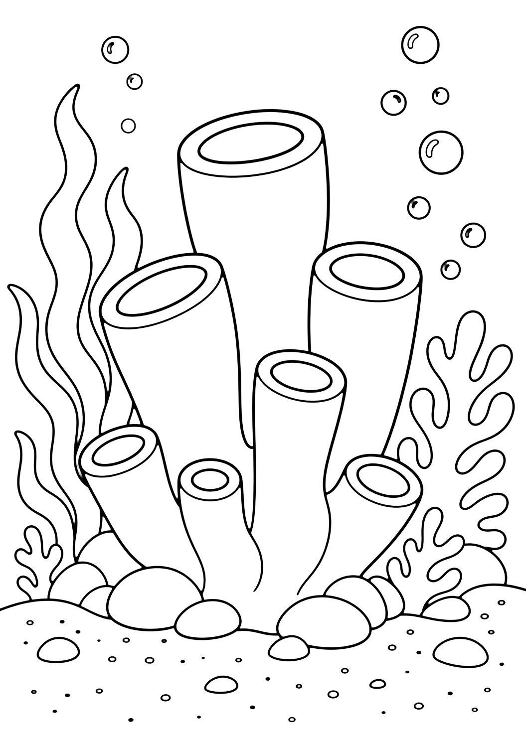 Coloriage avec Éponge de mer. Idéal pour enfants, thèmes de l'océan, impression et coloriage en ligne.
