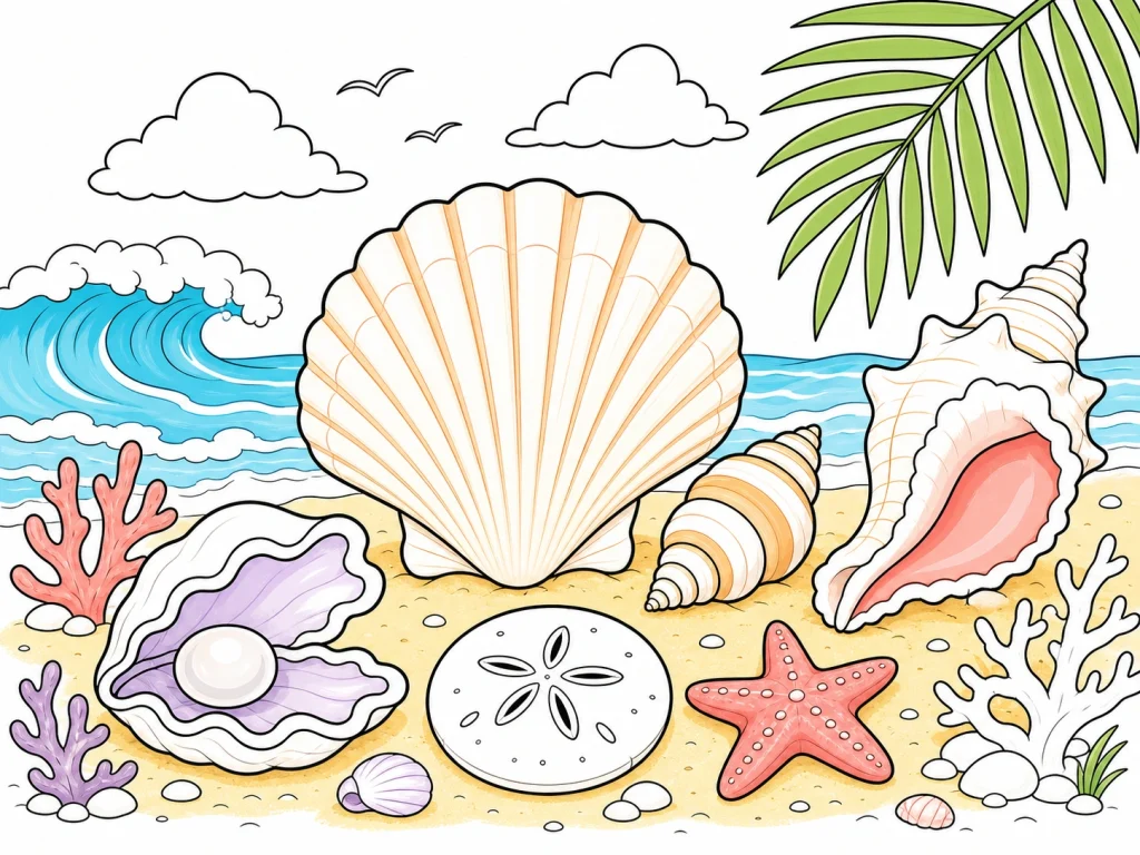 Coloriages de coquillages - pages gratuites pour enfants