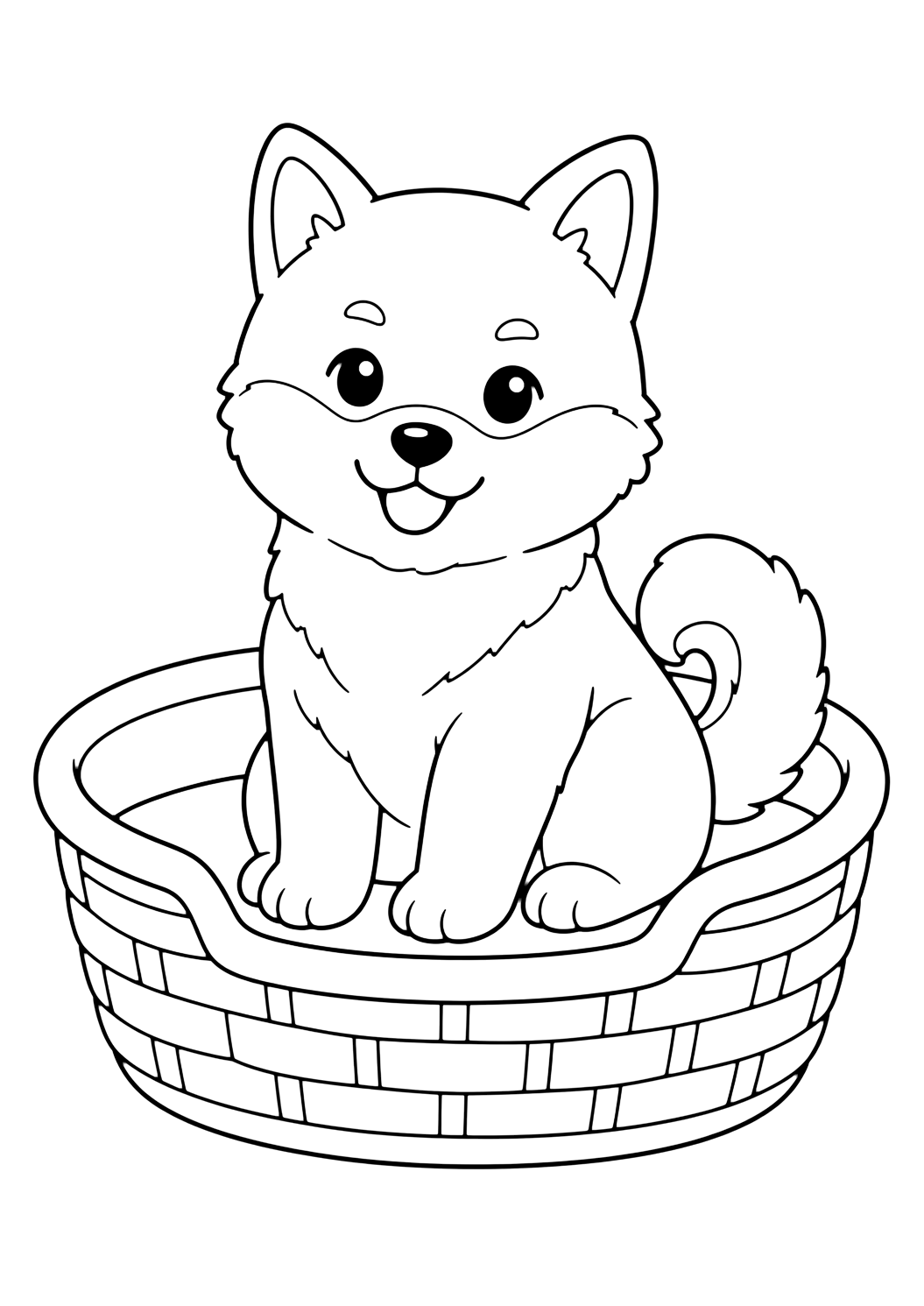 Shiba Inu im Haustierkorb Ausmalbild