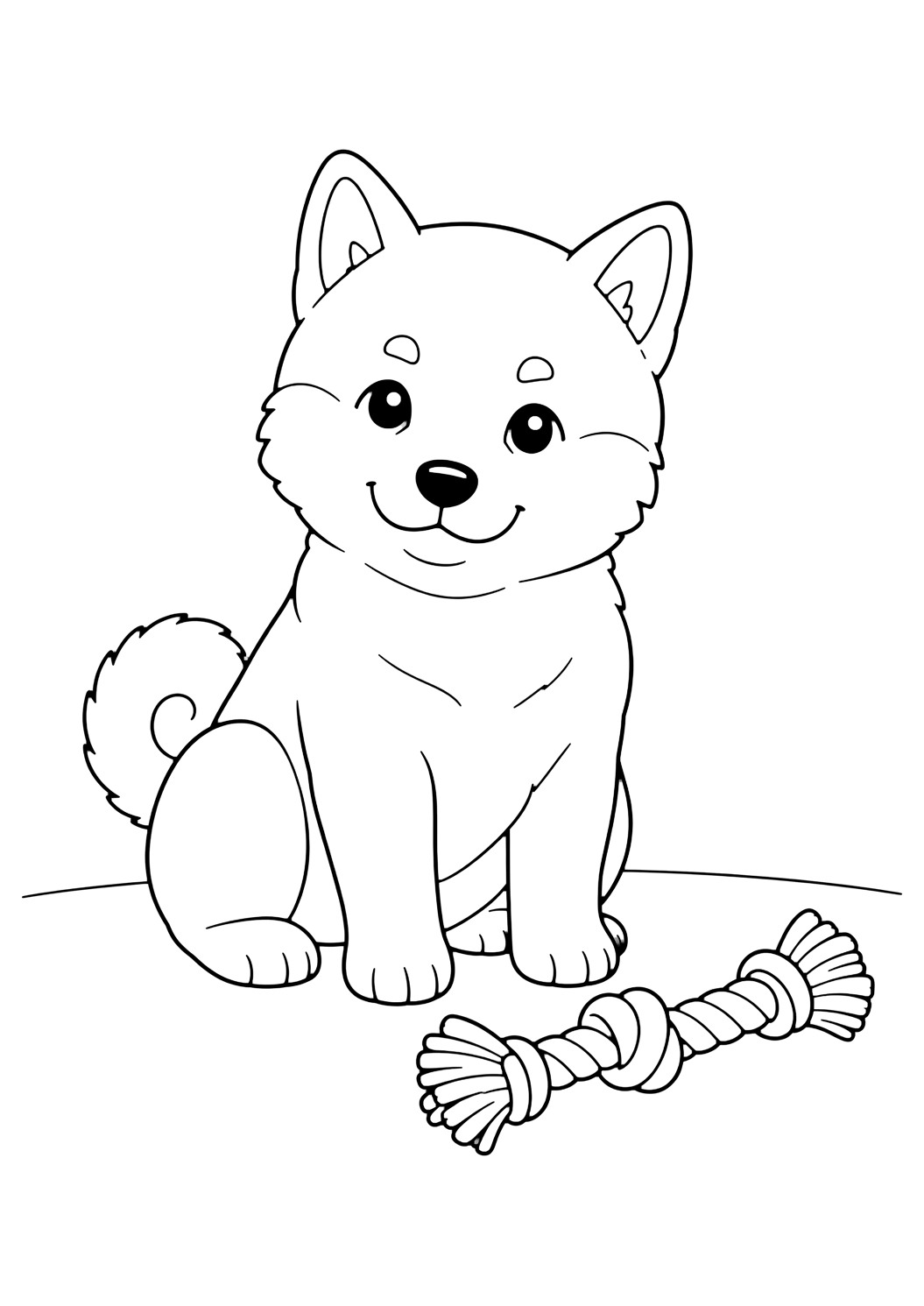 Cucciolo di shiba inu con corda da colorare