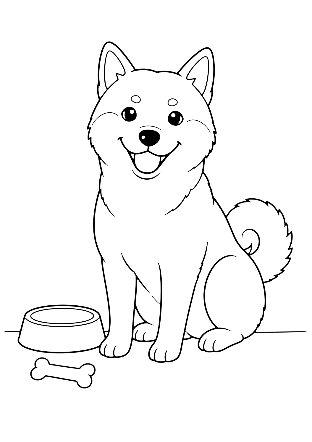 Shiba inu con ciotola da colorare