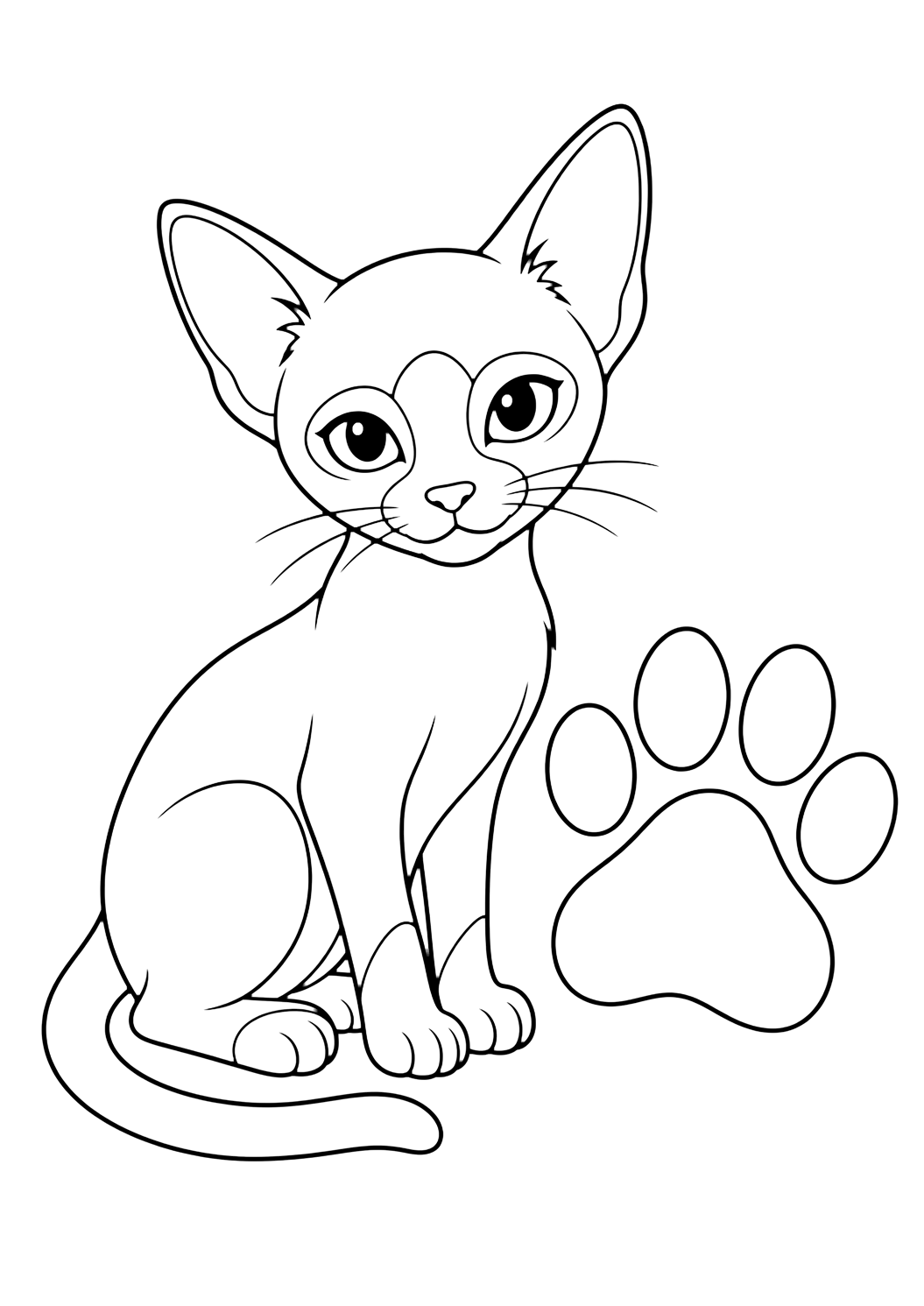 Сиамско коте с отпечатък от лапа за оцветяване