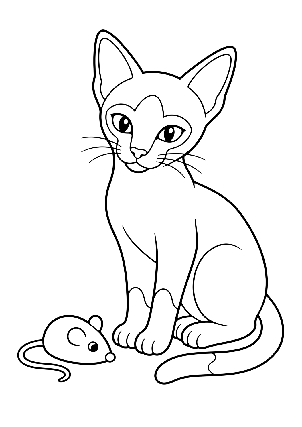 Сиамско котенце с играчка мишка за оцветяване
