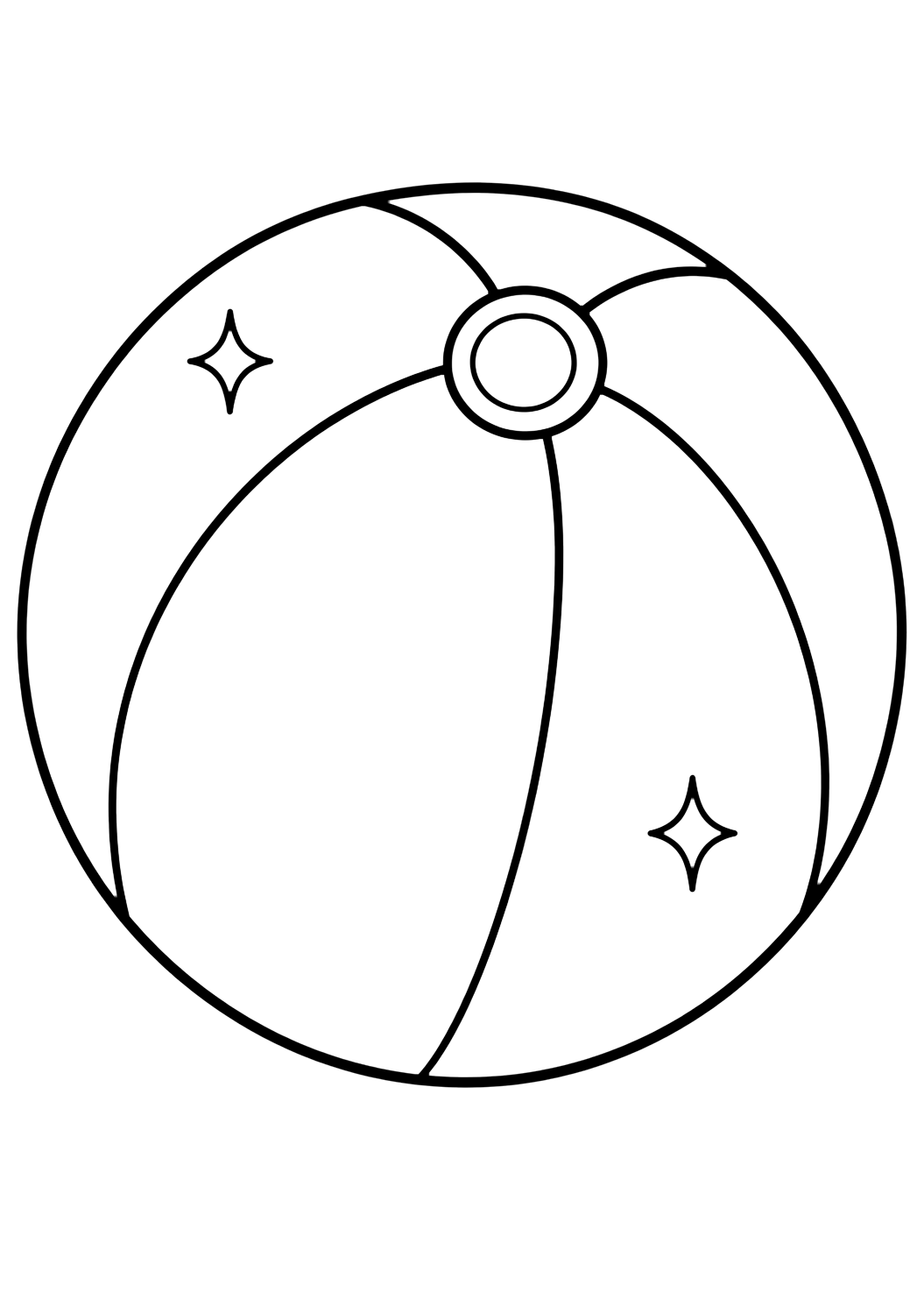 Página para colorear con pelota de playa sencilla. Ideal para niños, verano, playa, piscina, impresión y coloreado online.