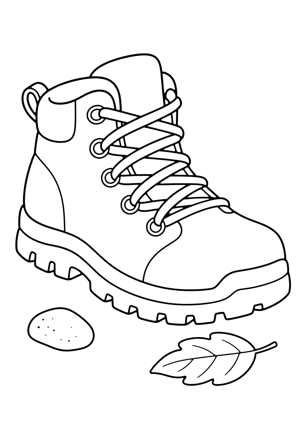 Dibujo de senderismo con bota de senderismo sencilla. Ideal para imprimir, descargar, colorear online y actividades de verano.