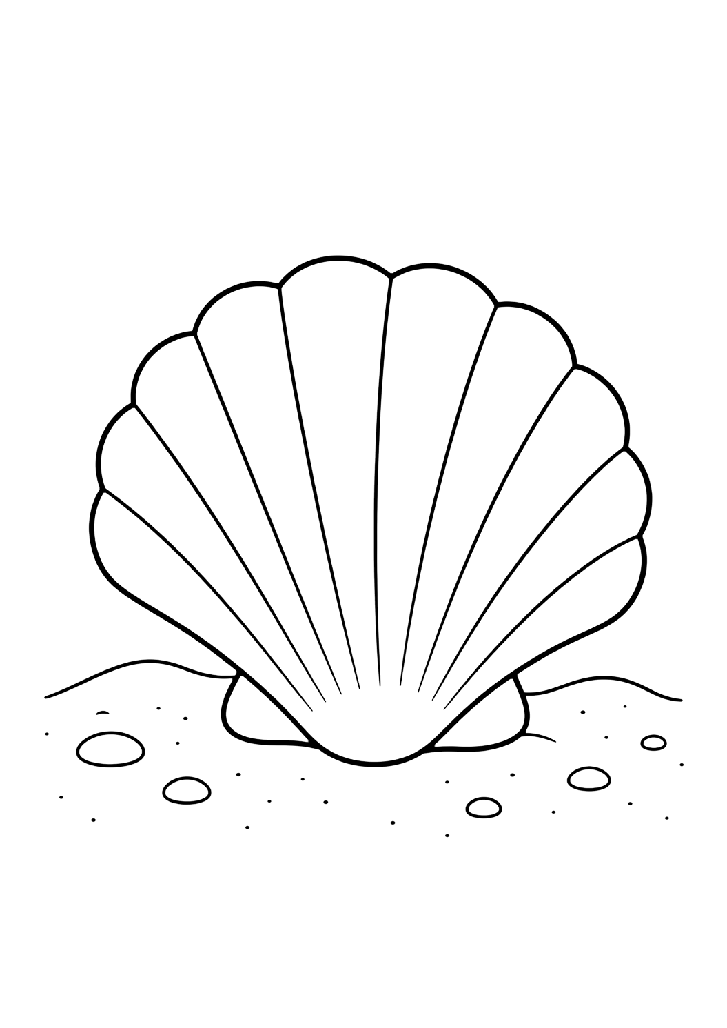 Coloriage avec coquillage simple. Idéal pour enfants, plage, été, impression et coloriage en ligne.
