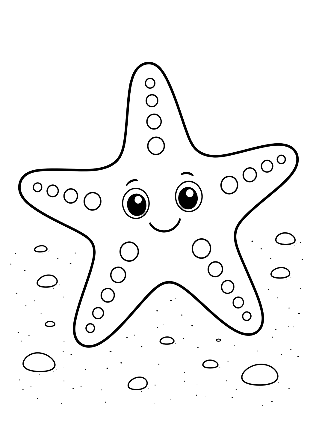 Coloriage avec Étoile de mer simple. Idéal pour enfants, thèmes de l'océan, impression et coloriage en ligne.