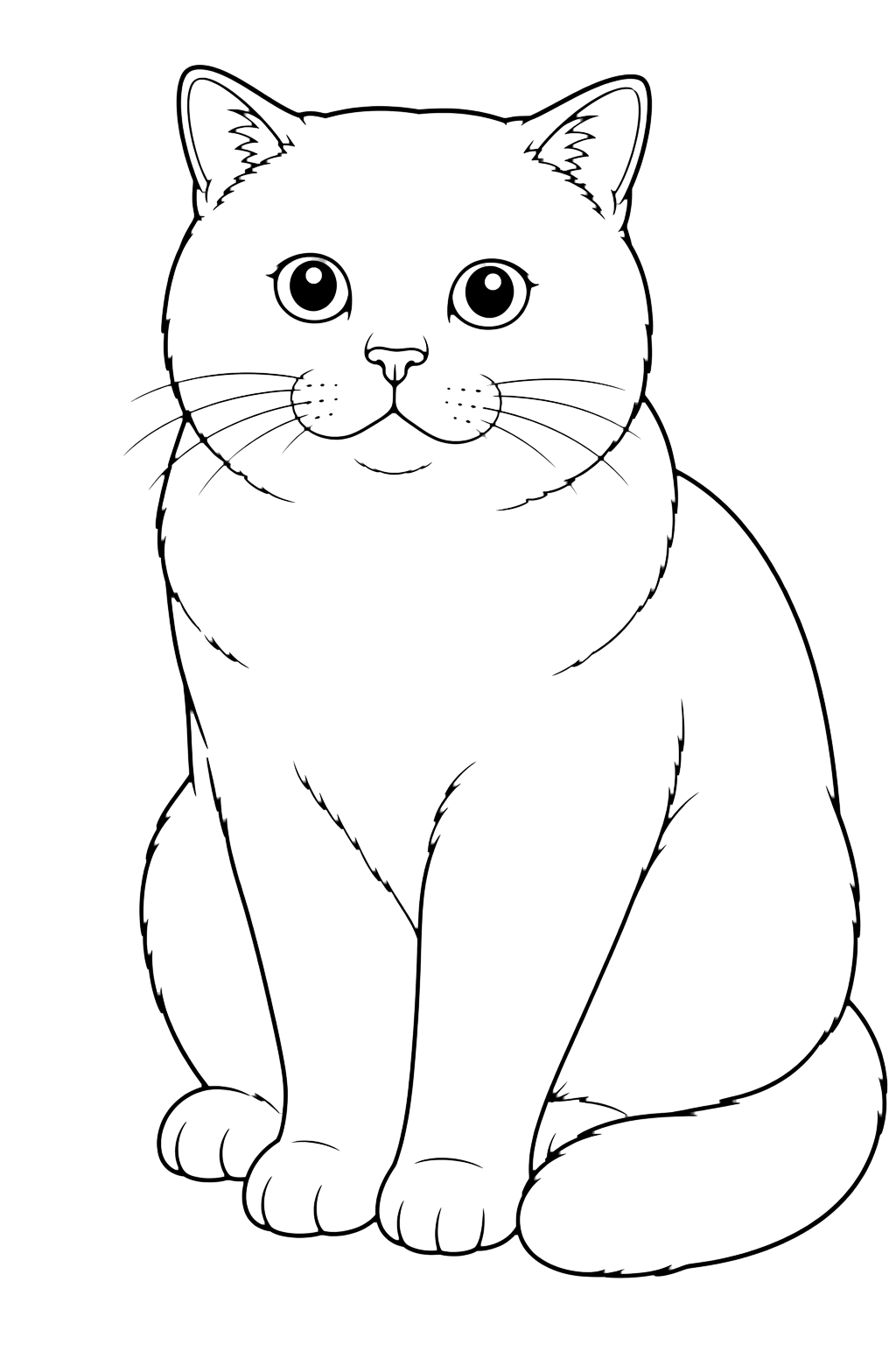 Coloriage chat british shorthair assis