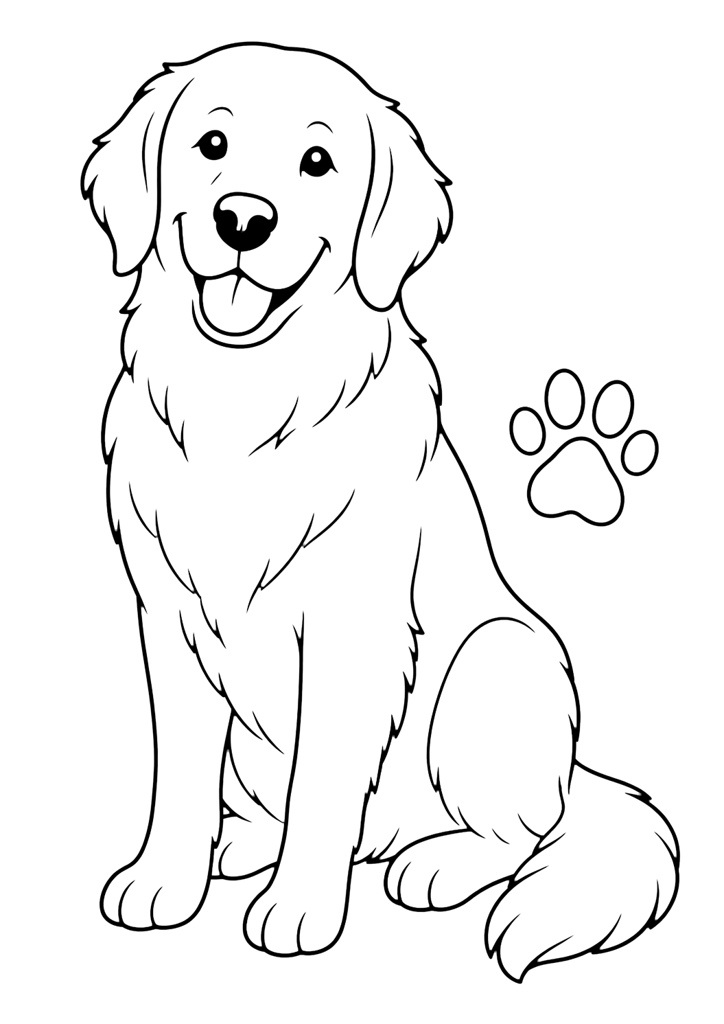 Golden Retriever assis à colorier