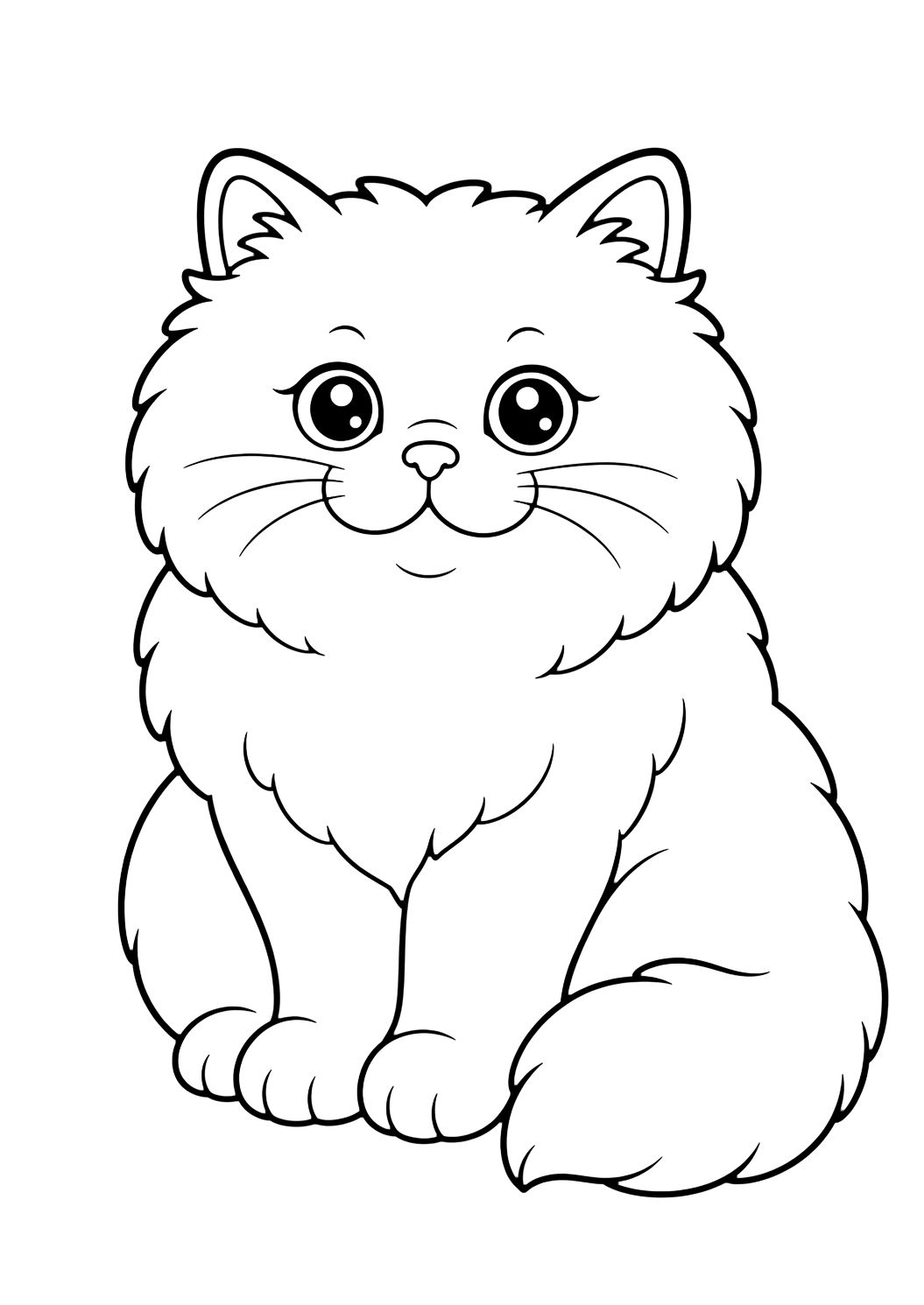 Coloriage chat persan assis