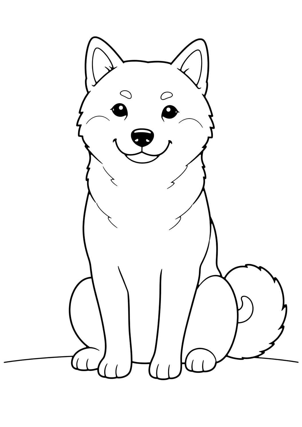 Oturan Shiba Inu köpeği boyama sayfası