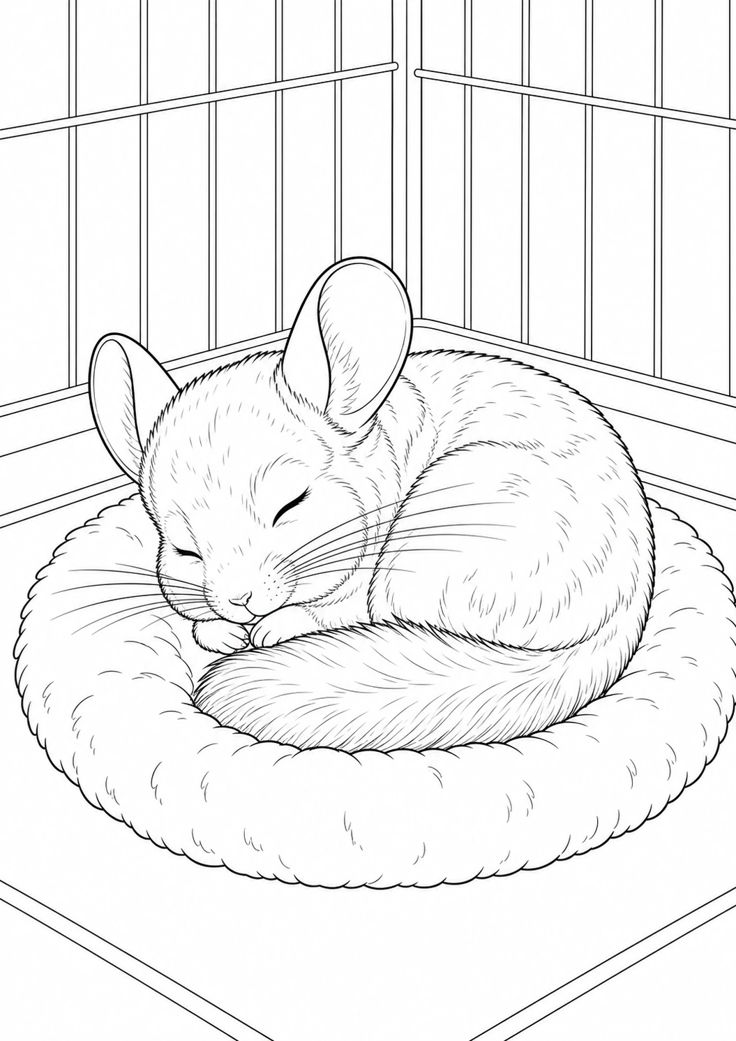 Sleeping Chinchilla coloring page for kids