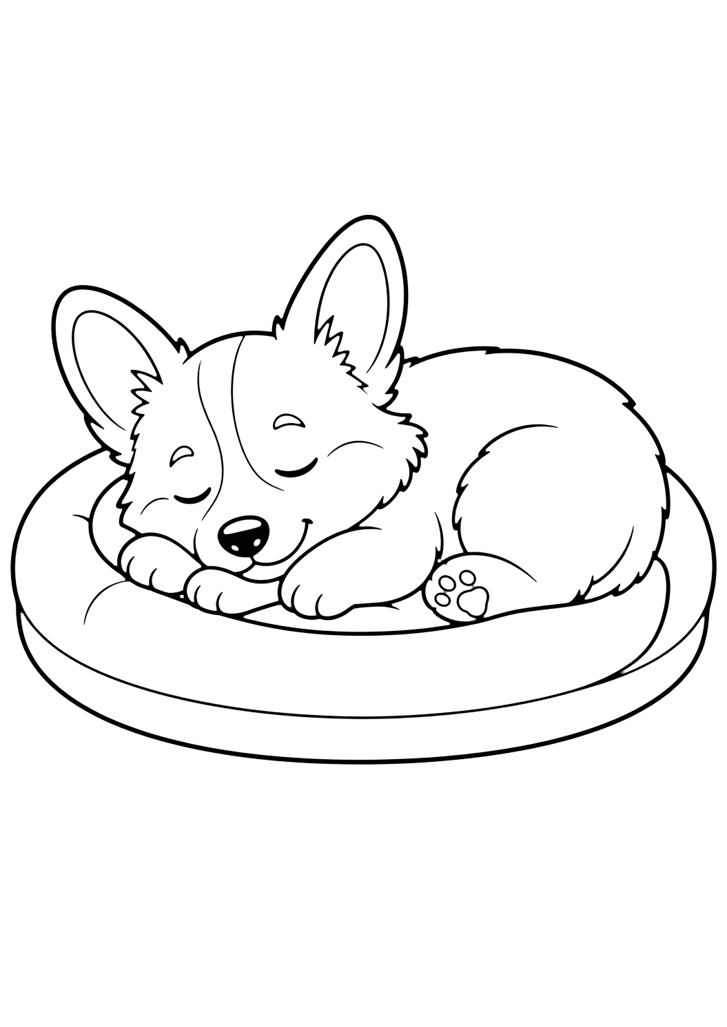 Cucciolo di Corgi addormentato da colorare