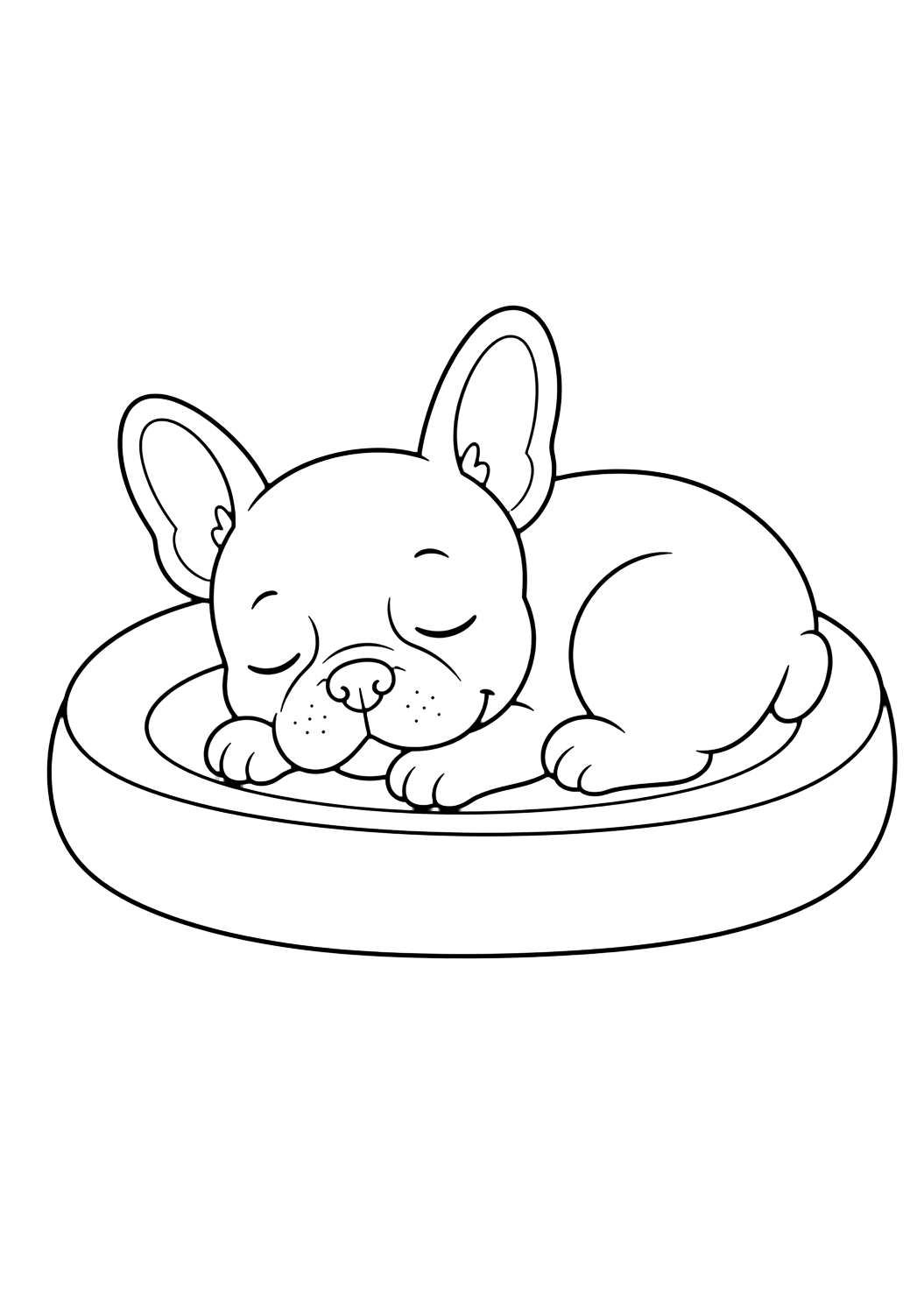 Chiot Bouledogue français endormi à colorier
