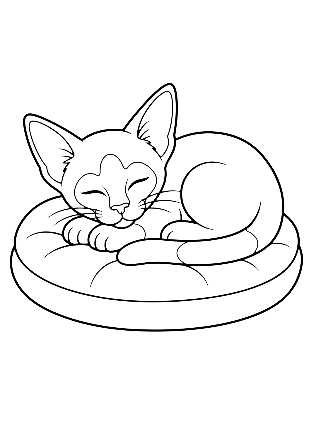 Coloriage chaton siamois endormi pour enfants
