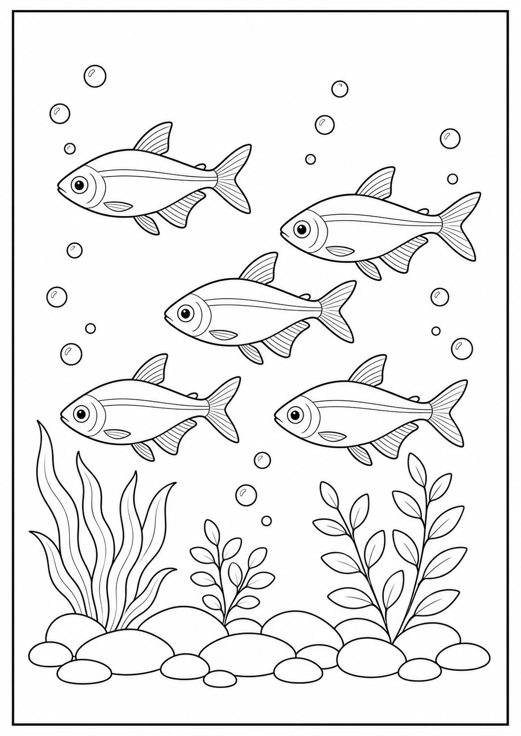 Small Tetra School coloring page for kids