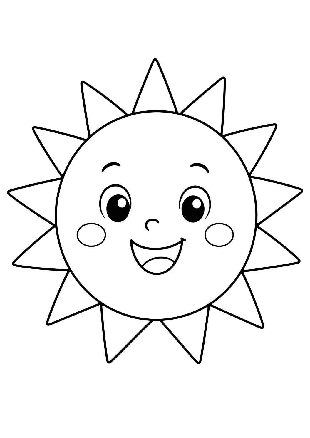 Coloriage de soleil avec soleil souriant. Idéal pour enfants, été, impression et coloriage en ligne.