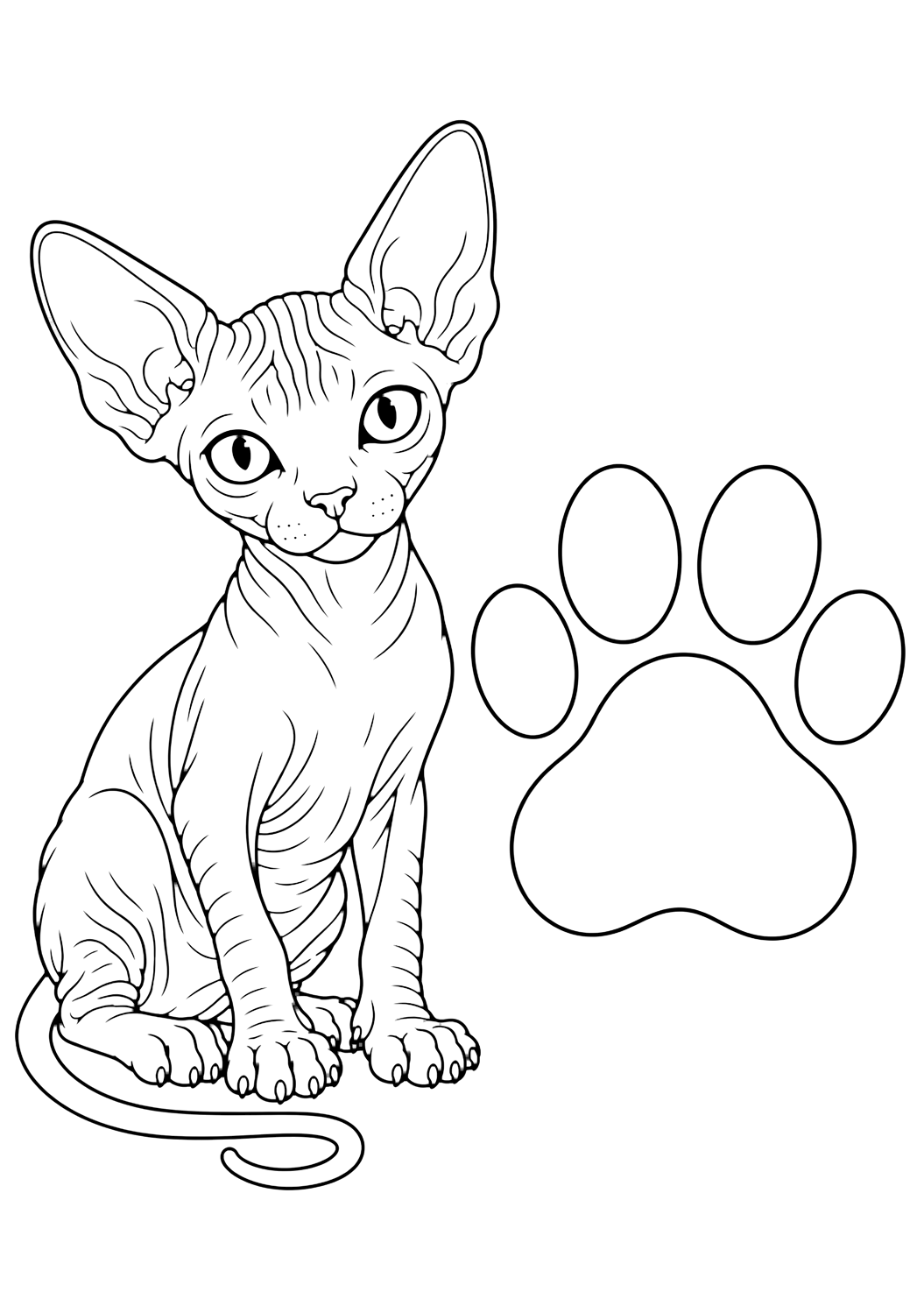 Coloriage empreinte et chaton sphynx