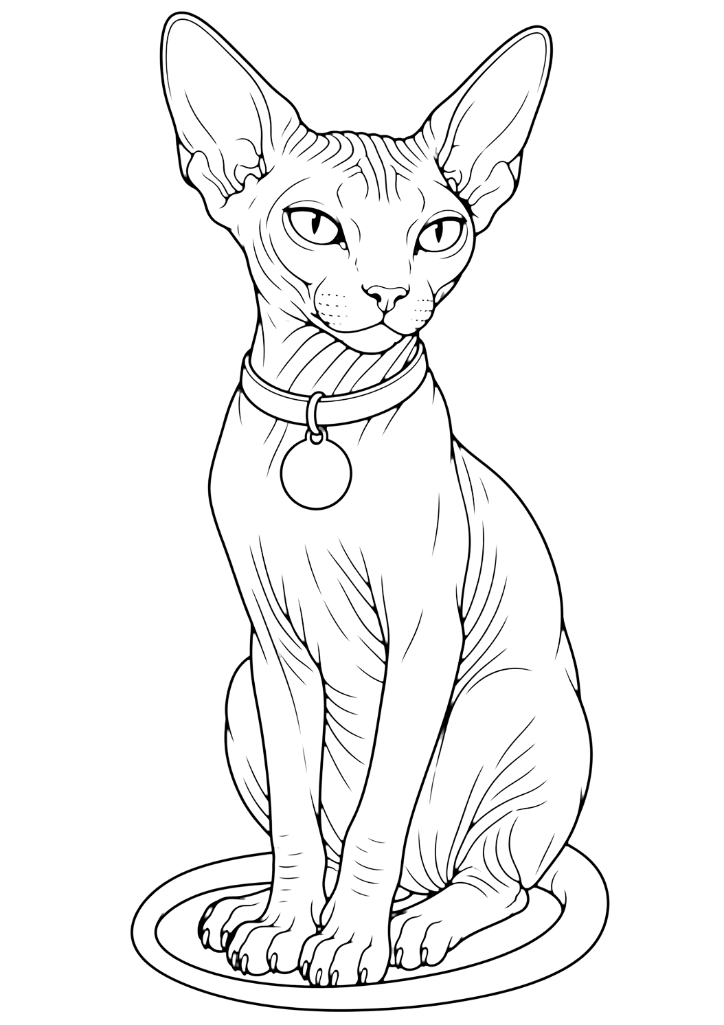 Coloriage sphynx avec collier