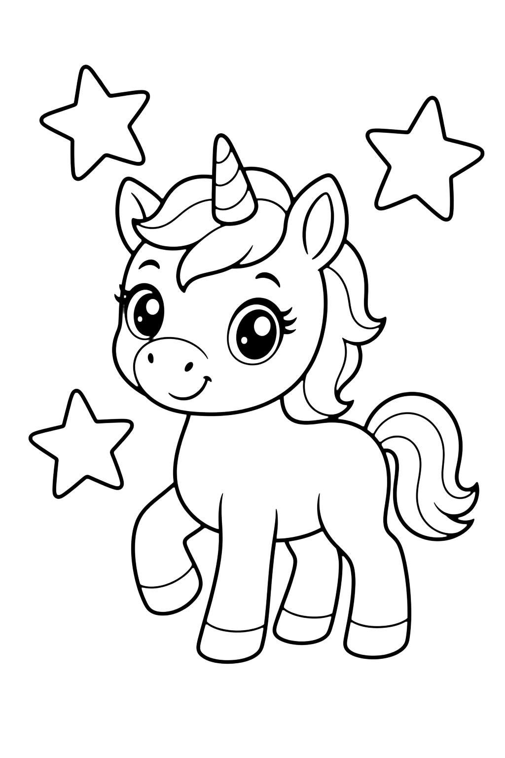 Poulain licorne de lumière étoilée à colorier