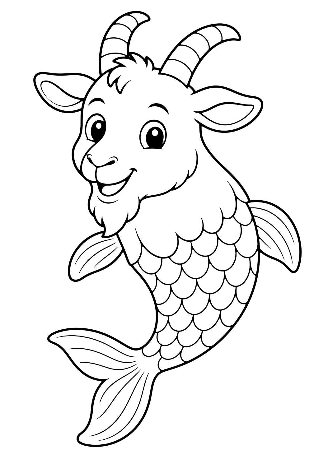 Suhurmasu, criatura cabra-pez para colorear