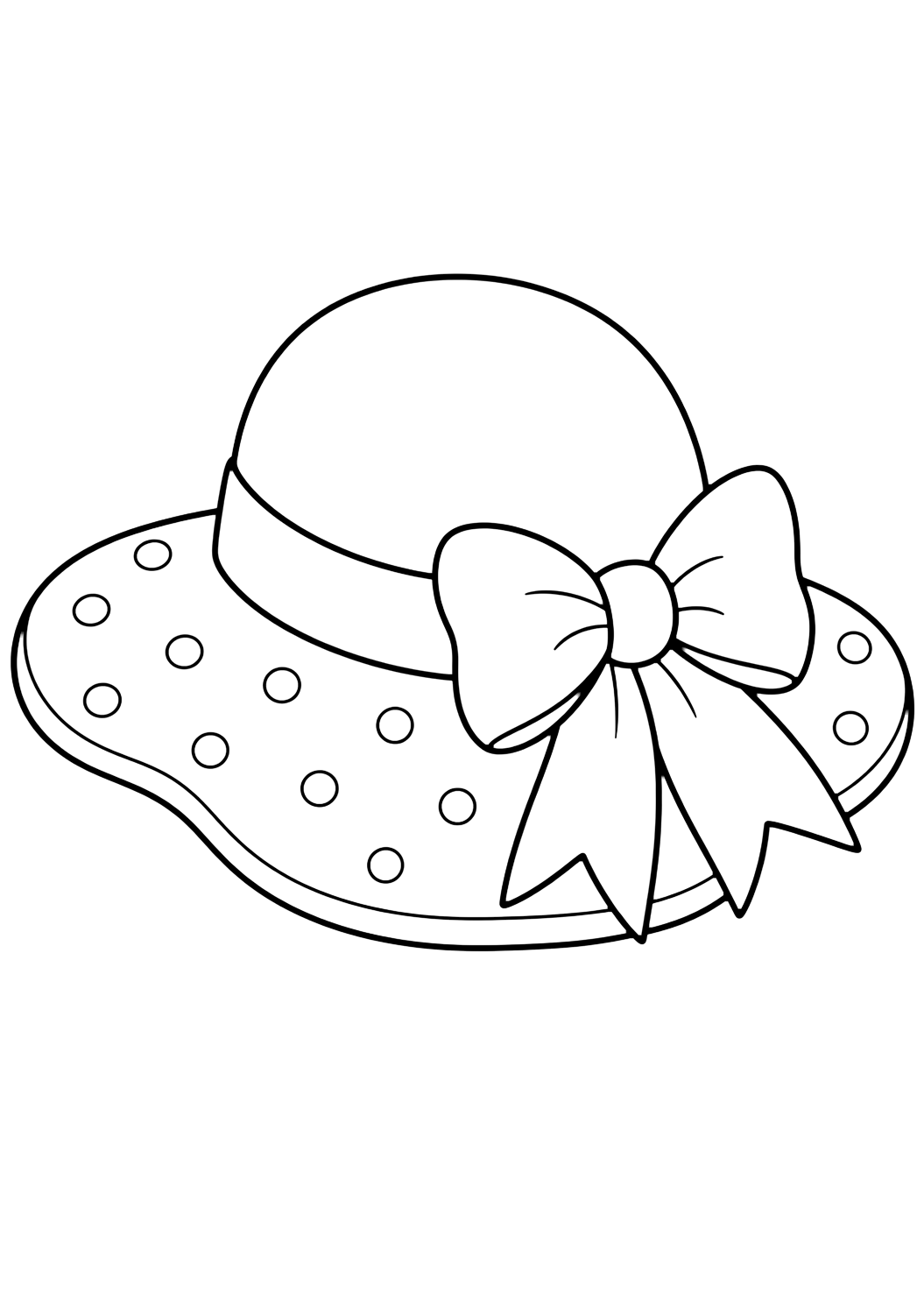 Coloriage avec chapeau d'été avec nœud. Idéal pour enfants, été, impression et coloriage en ligne.