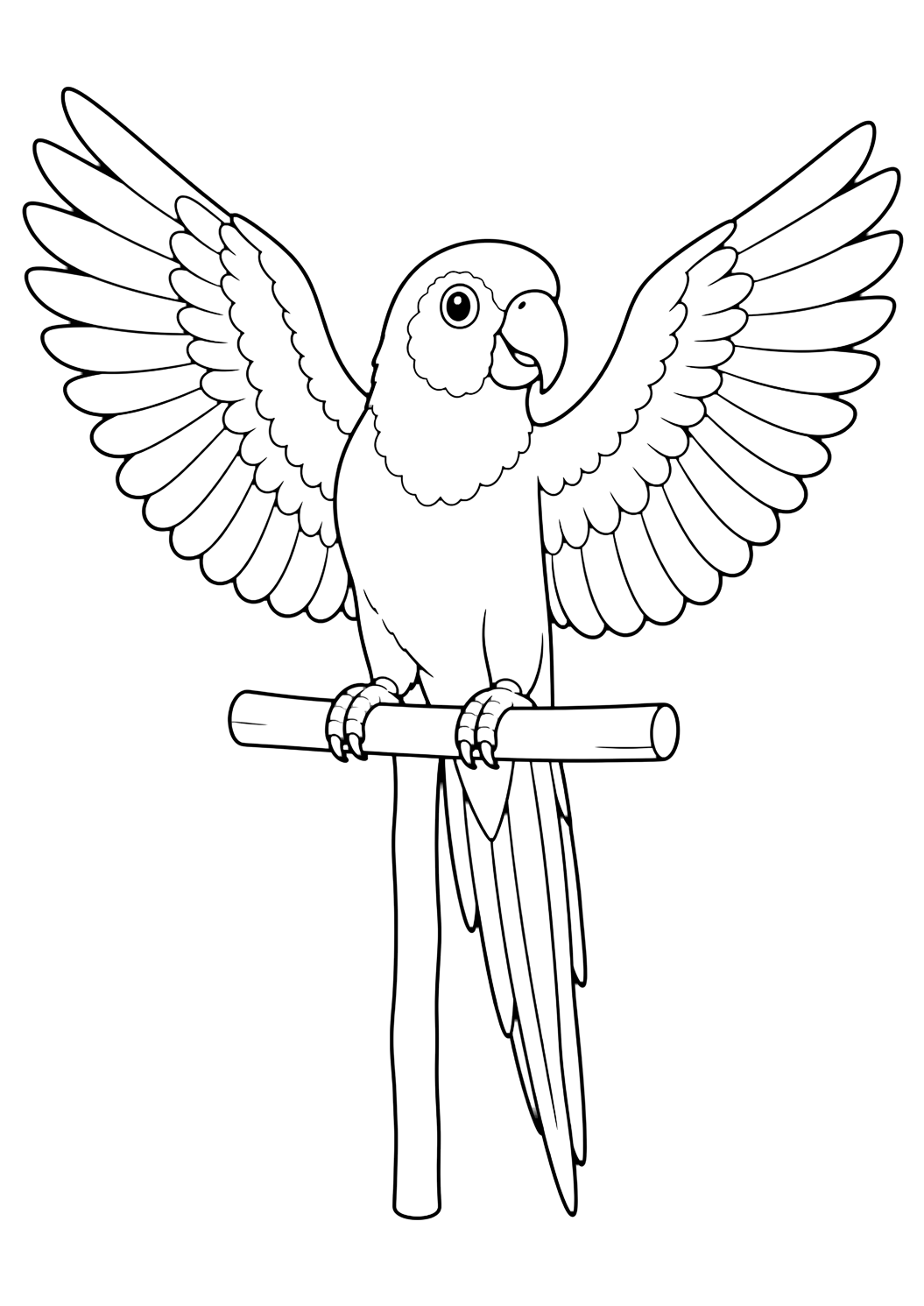 Sun Conure Spreading Wings coloring page for kids