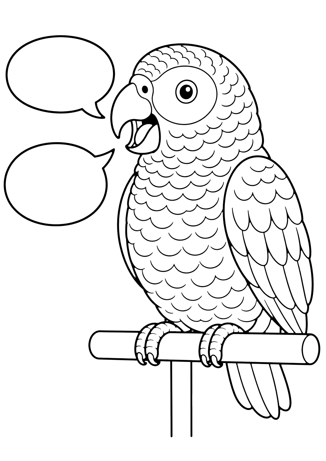 Loro gris africano hablando para colorear
