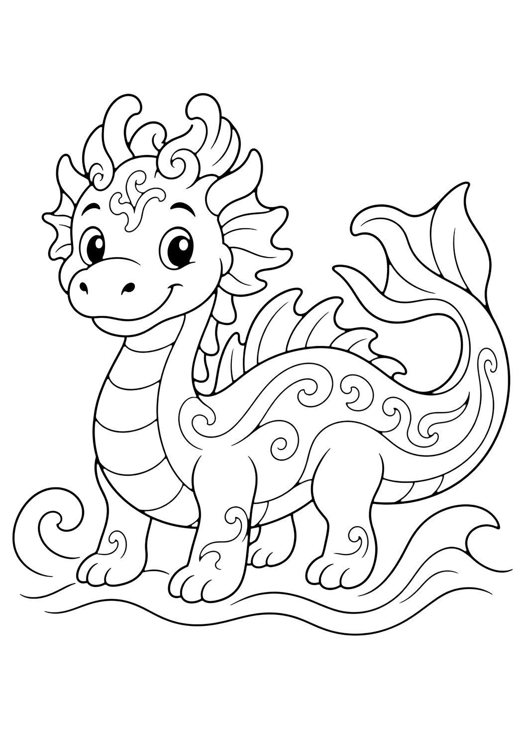 Taniwha, guardián del agua para colorear
