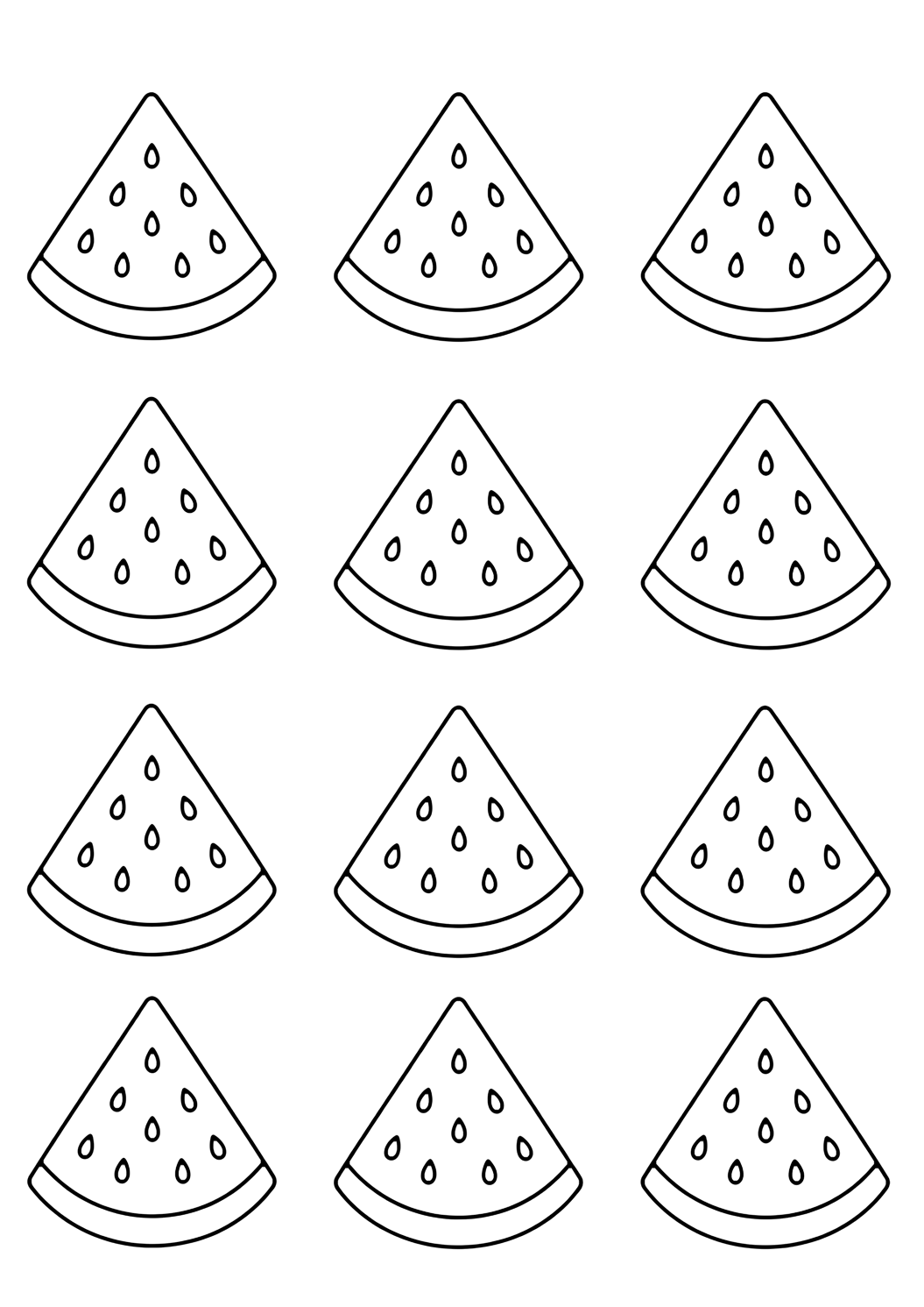Coloriage de pastèque avec motif de tranches de pastèque. Idéal pour enfants, été, impression et coloriage en ligne.