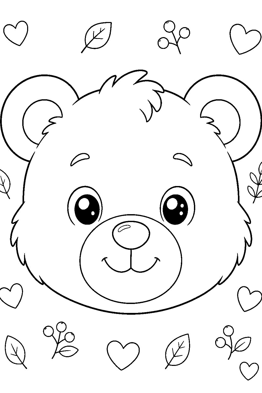 Baby Bear Cub Face Coloring Page