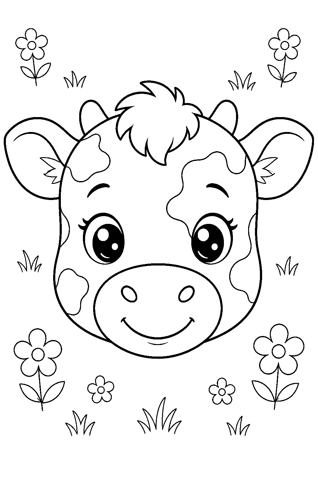 Baby Calf Face Coloring Page