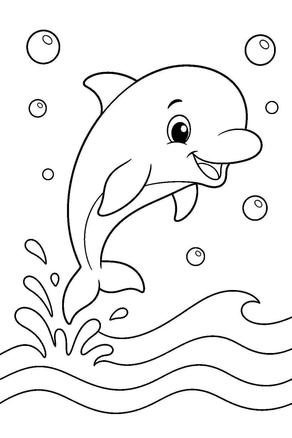 Piccolo delfino con onde da colorare