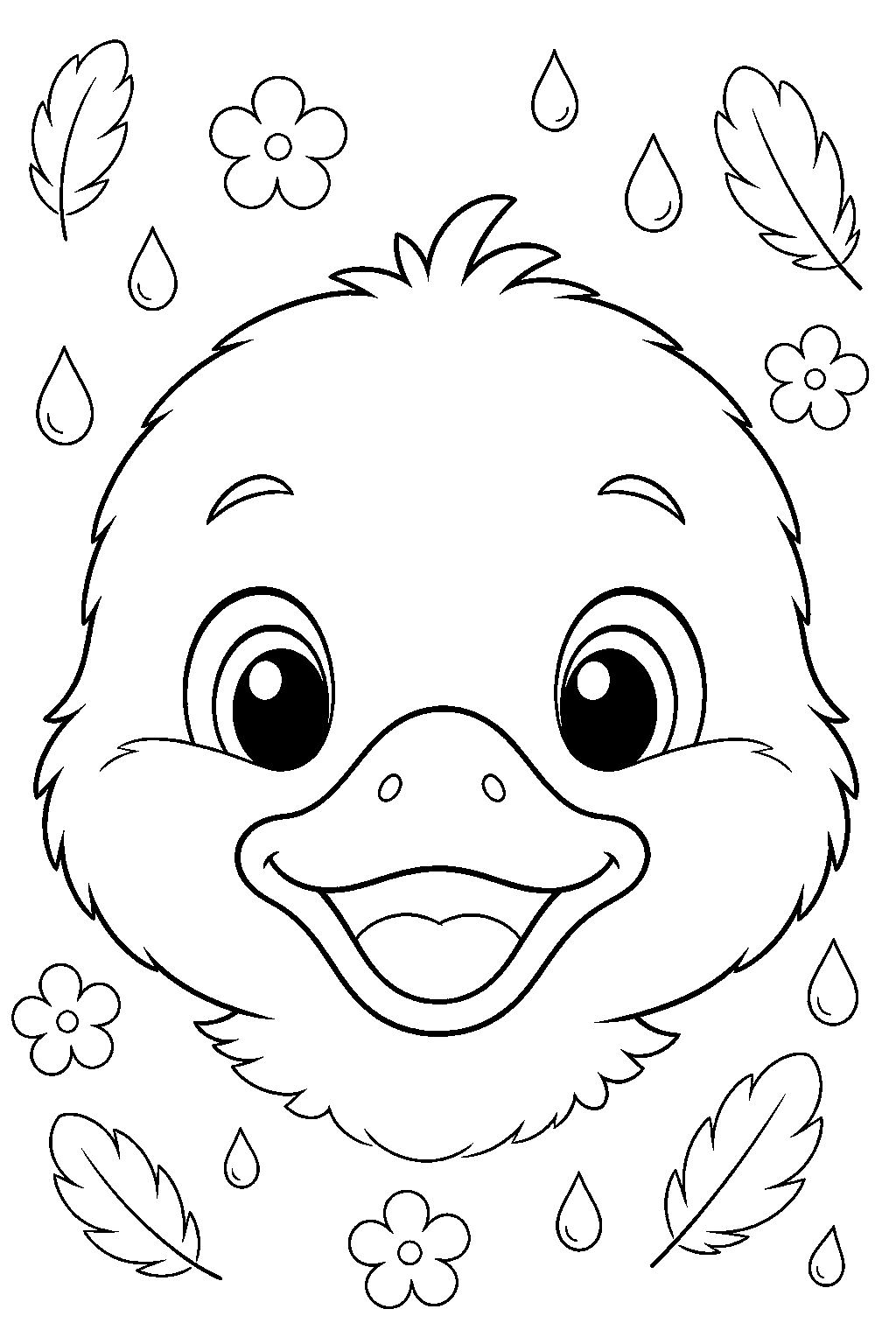 Coloriage visage de bébé caneton