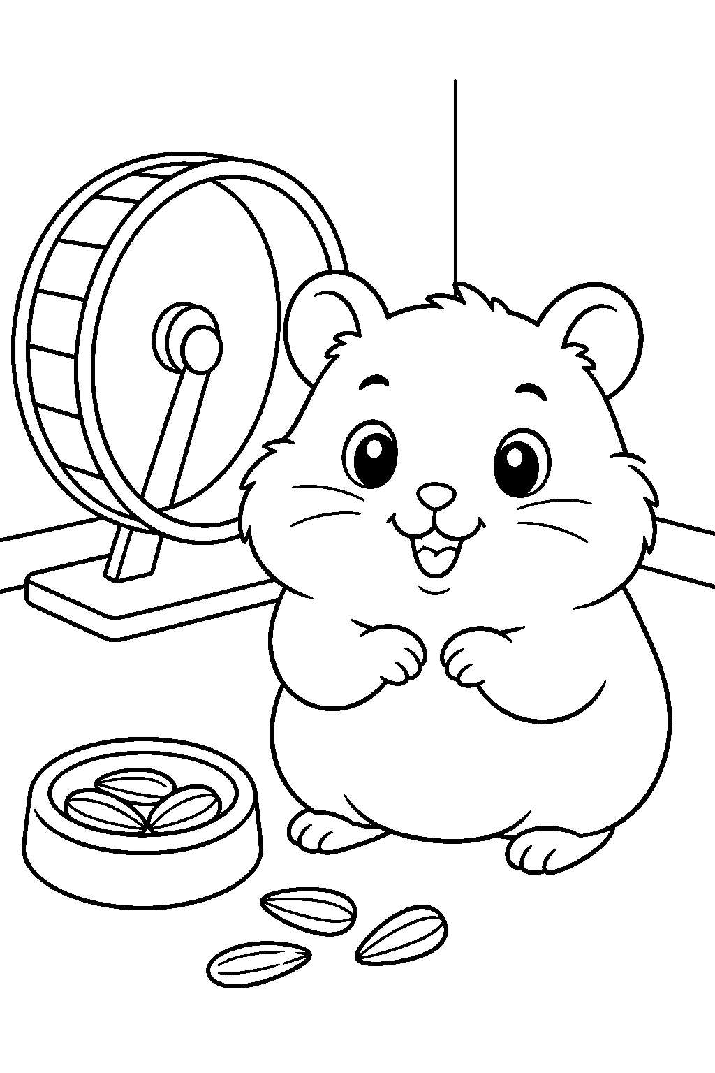 Coloriage bébé hamster avec roue
