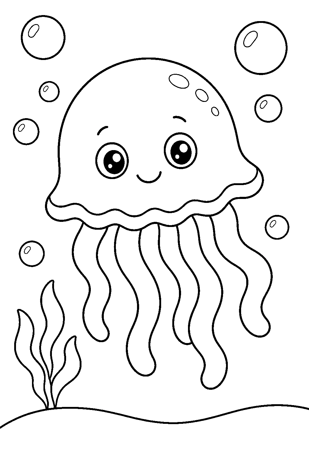 Baby Jellyfish With Bubbles Coloring Page