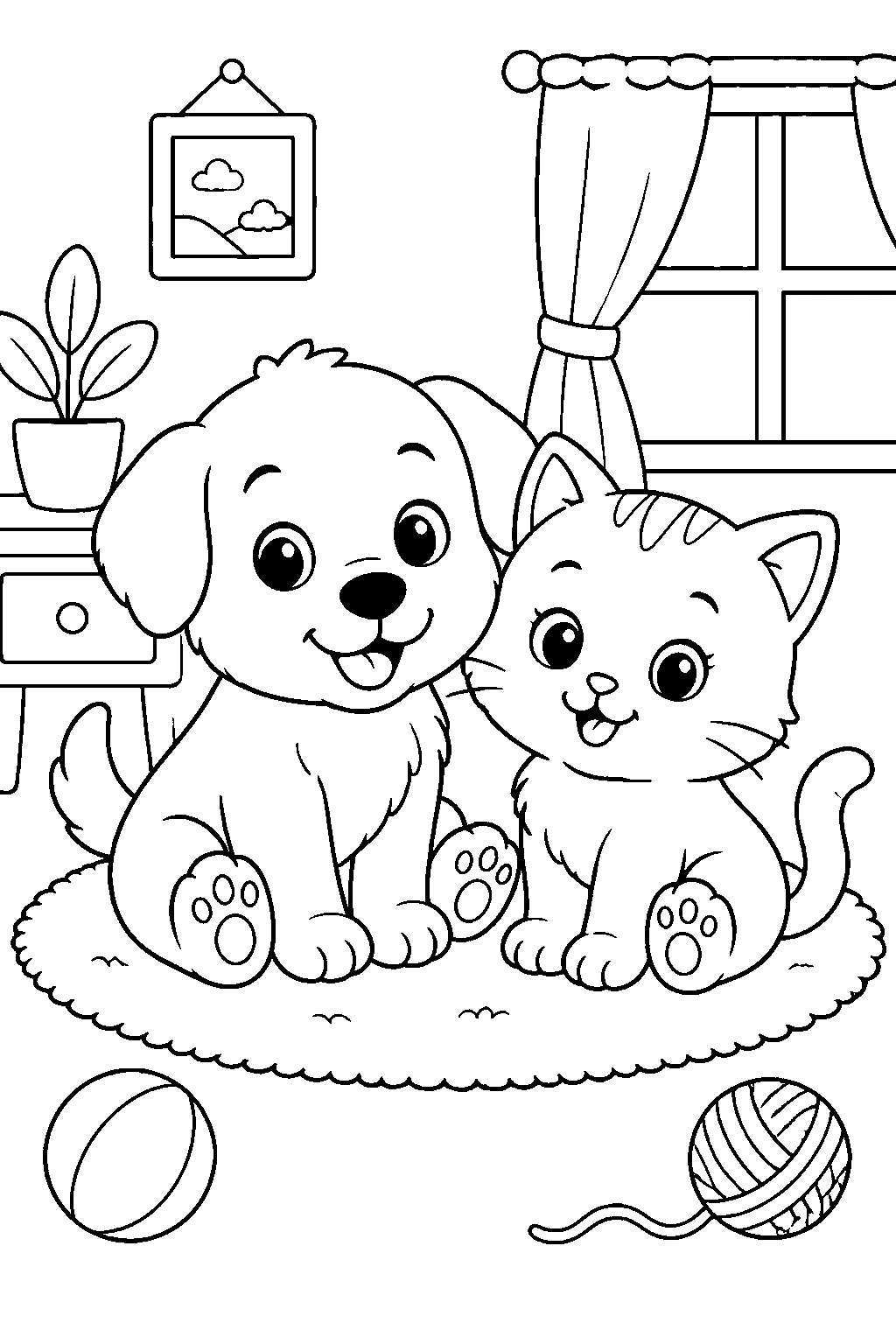 Coloriage bébés animaux de compagnie